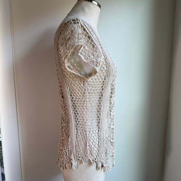 Boho Lace 100% Cotton Crochet Top NWT Spring Summer Style Large Hippie - Picture 5 of 9